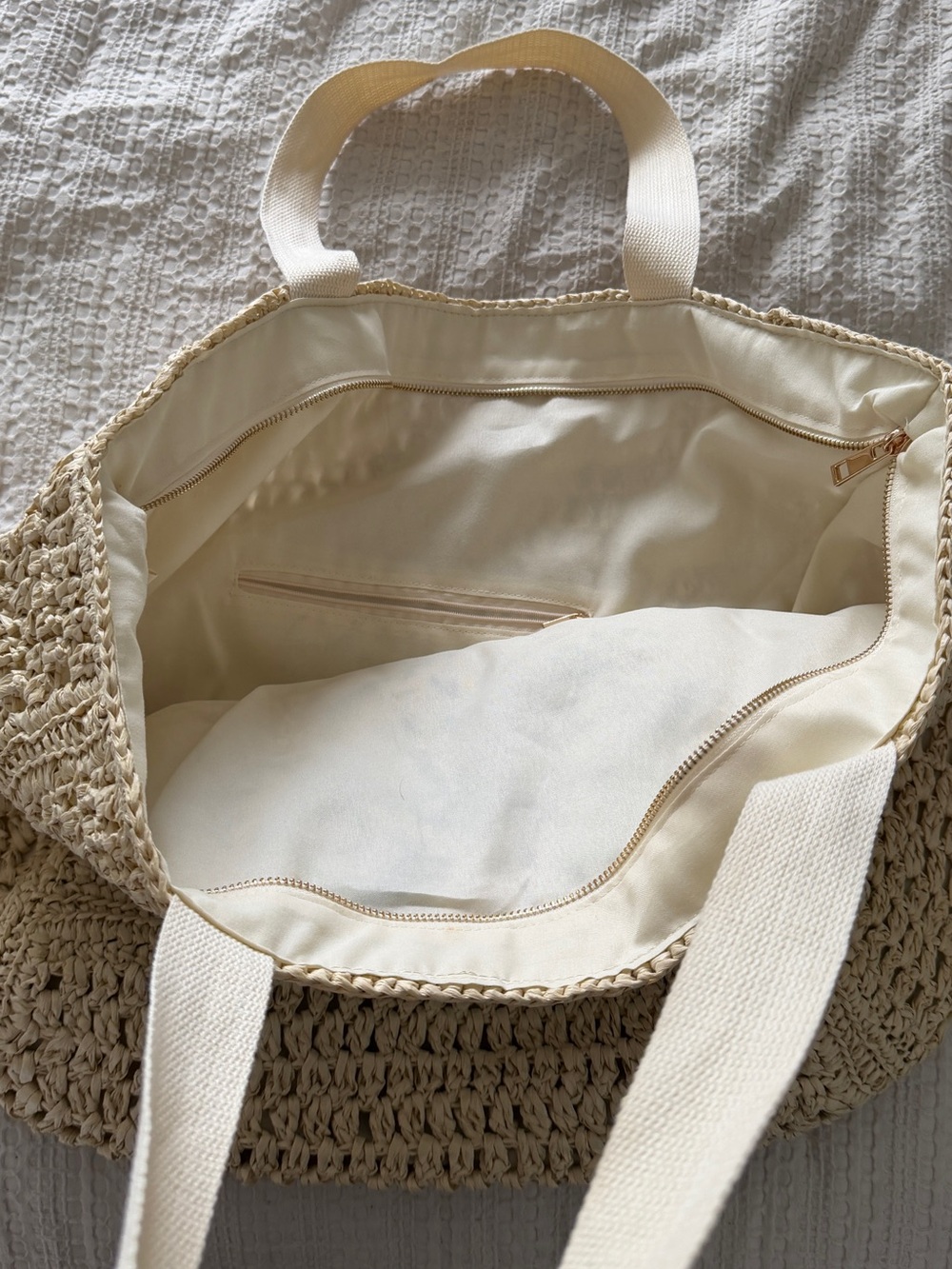 Kulani Kinis Cream Crochet Tote with Palm tree Embroidery beach bag - Picture 3 of 3
